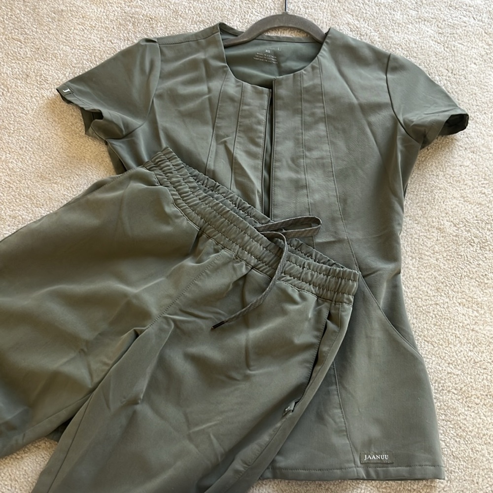 Jaanuu Olive Green Pants & Jumpsuit Set